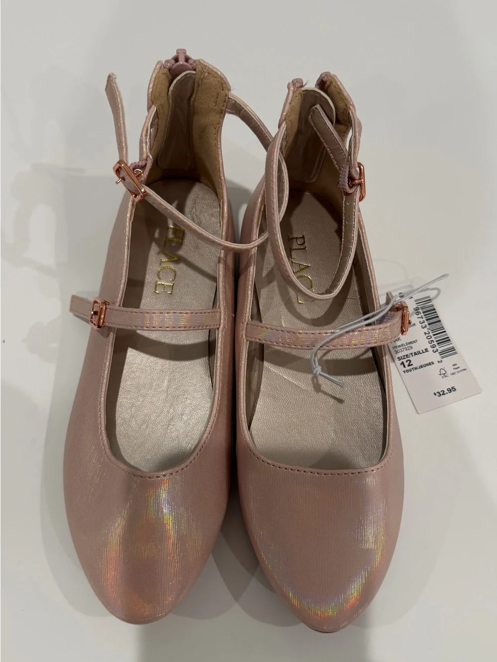 Place Girls' Rose Pink Shimmer Mary Jane Dress Shoes